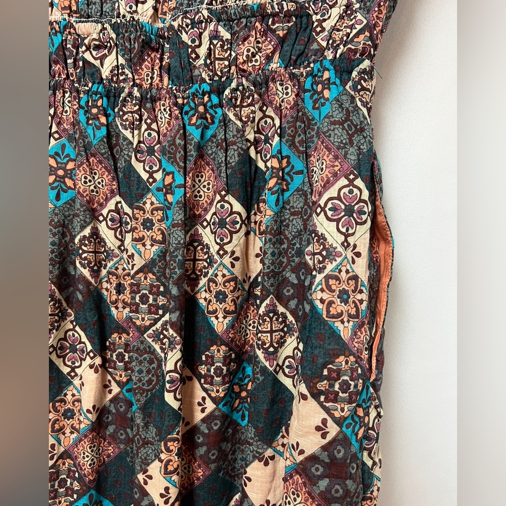 Anthropologie Blue & Brown Patterned Midi Dress - Picture 12 of 13